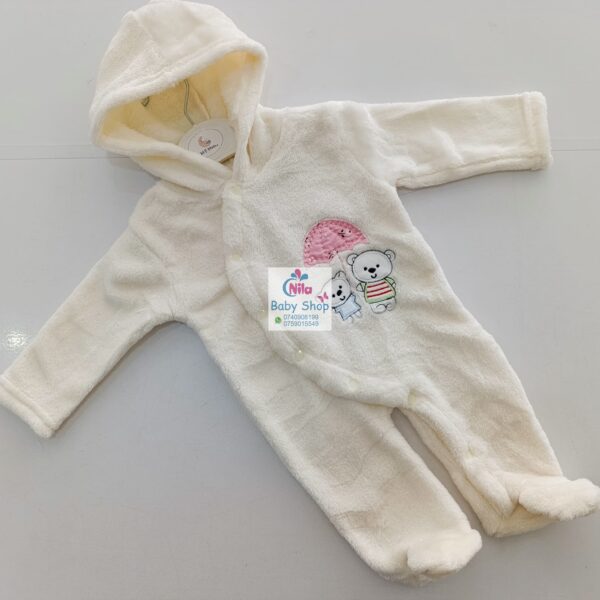 Cartoon Bear Print Mid-Warm Long-Sleeve Cotton Romper - Image 4