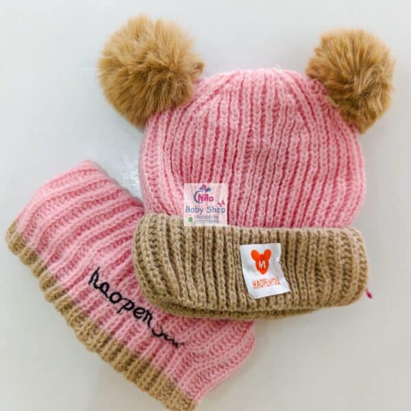 Kids Warm Fluffy Beanie Hat & Scarf Set - Image 3
