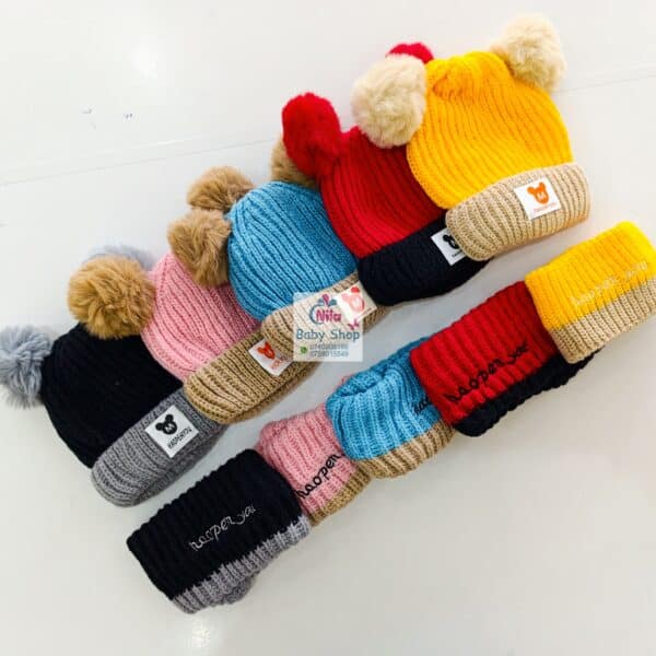 Kids Warm Fluffy Beanie Hat & Scarf Set - Image 7