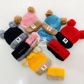 Kids Warm Fluffy Beanie Hat & Scarf Set