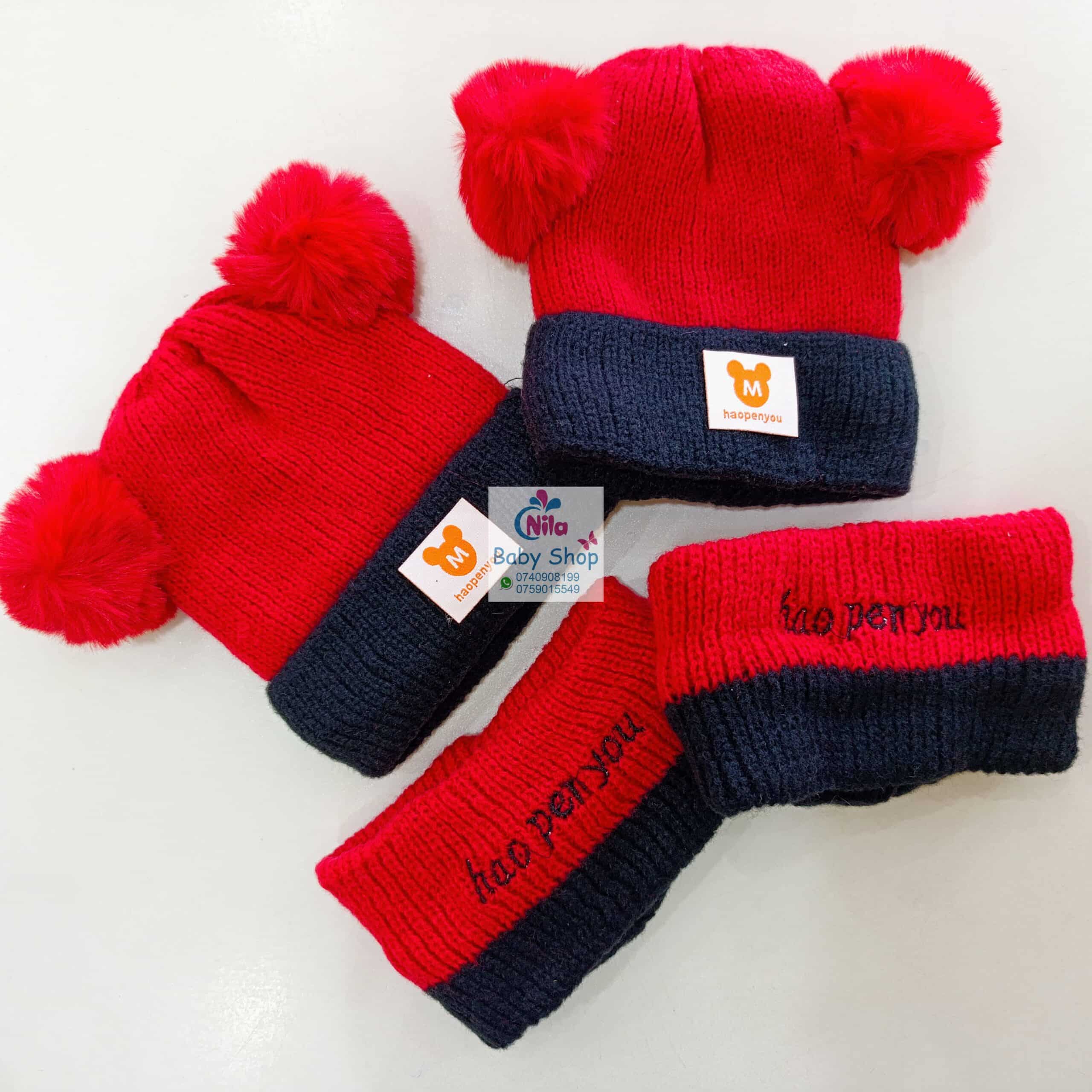 Kids Warm Fluffy Beanie Hat & Scarf Set - Image 3