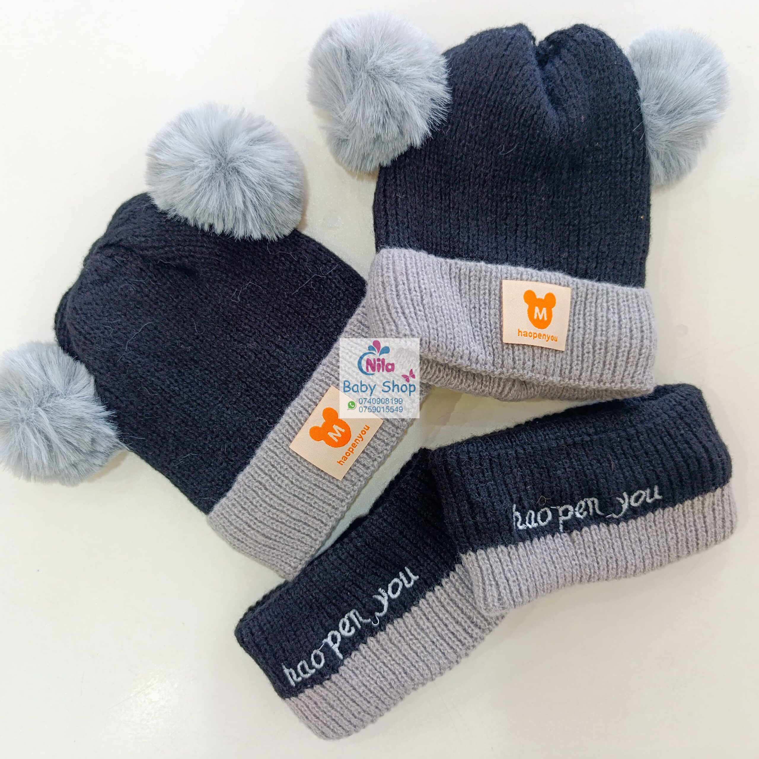 Kids Warm Fluffy Beanie Hat & Scarf Set - Image 4