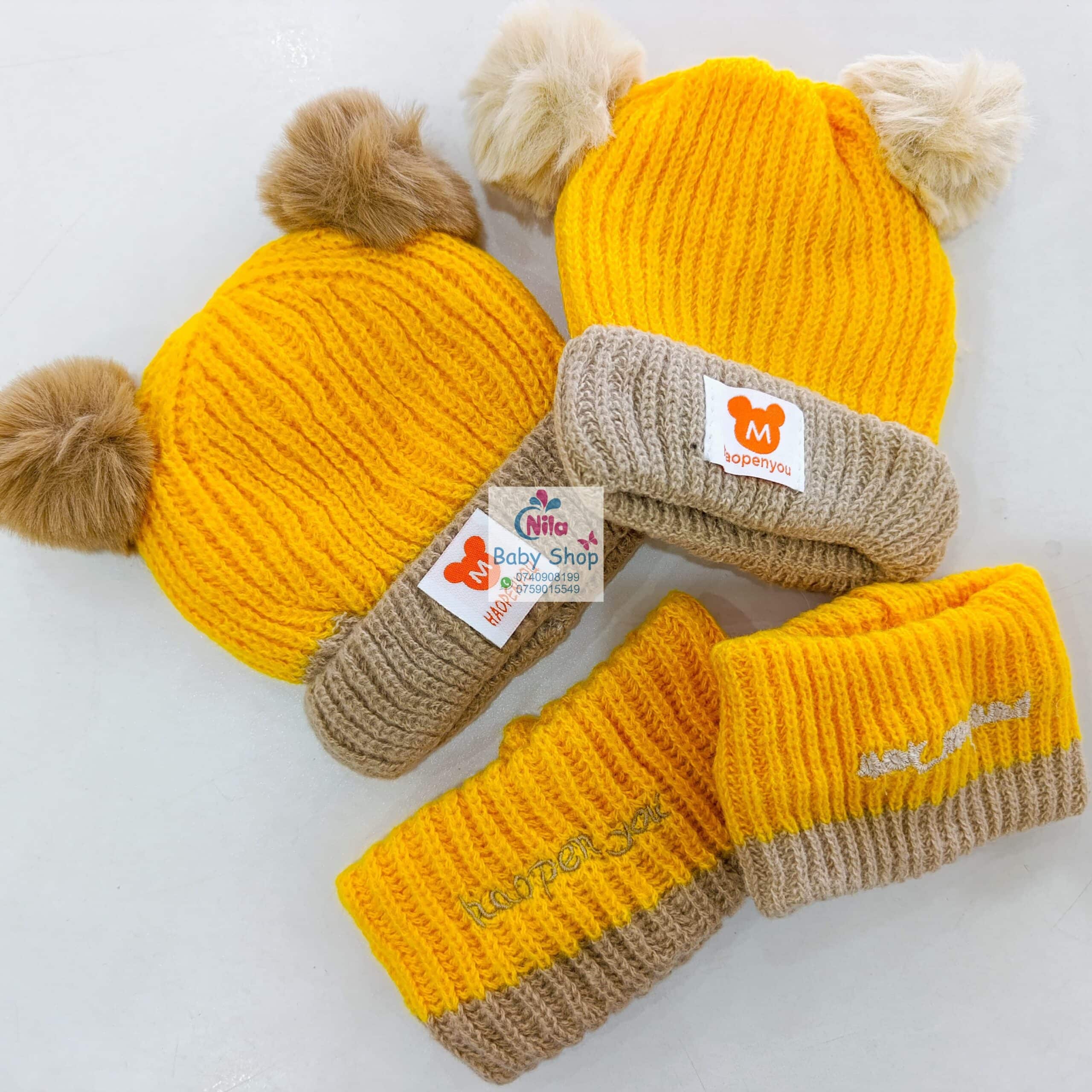 Kids Warm Fluffy Beanie Hat & Scarf Set - Image 5