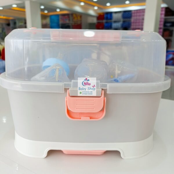 Compact Baby Bottle Drying Rack with Secure Closure and Storage Tray - Image 6