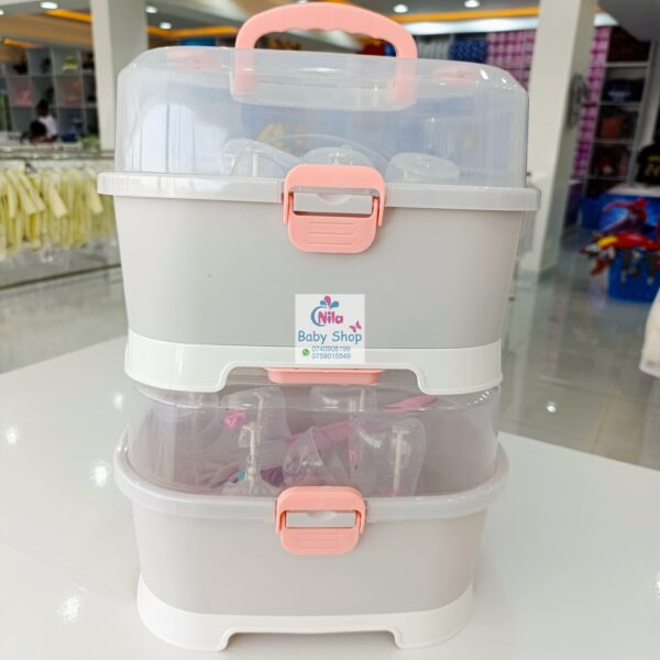 Compact Baby Bottle Drying Rack with Secure Closure and Storage Tray - Image 2