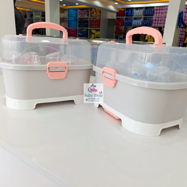 Compact Baby Bottle Drying Rack with Secure Closure and Storage Tray - Image 5