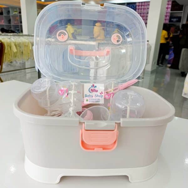 Compact Baby Bottle Drying Rack with Secure Closure and Storage Tray - Image 4
