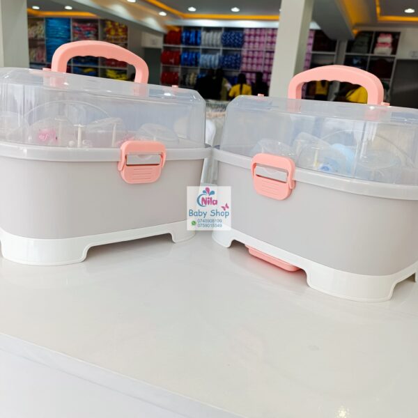Compact Baby Bottle Drying Rack with Secure Closure and Storage Tray - Image 3