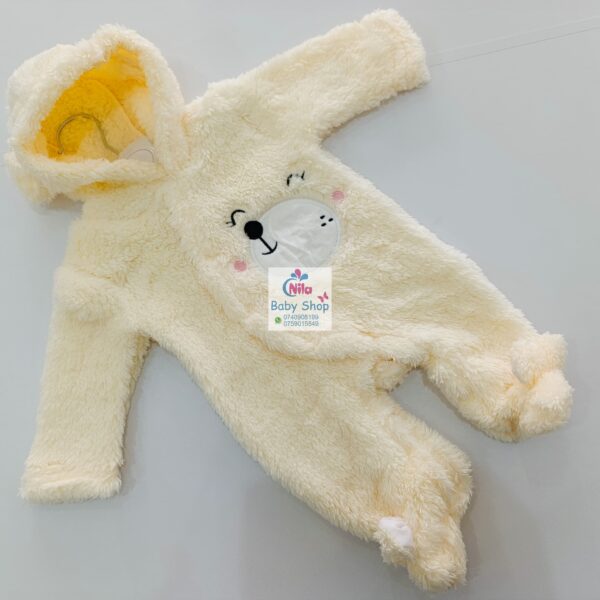 Thick Fleece Jumpsuit Warm Hooded Newborn Baby Bear Onesie Footie Romper - Image 7