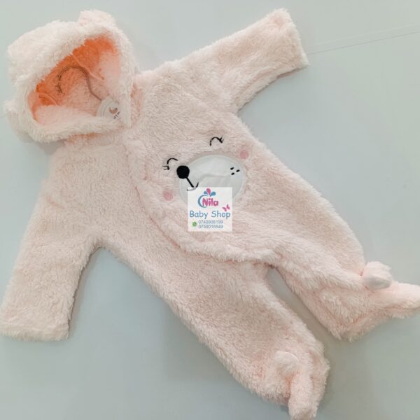 Thick Fleece Jumpsuit Warm Hooded Newborn Baby Bear Onesie Footie Romper - Image 6