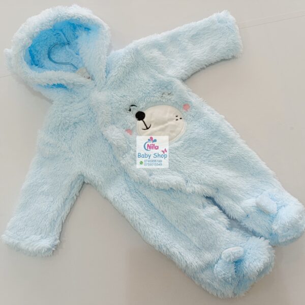 Thick Fleece Jumpsuit Warm Hooded Newborn Baby Bear Onesie Footie Romper - Image 5