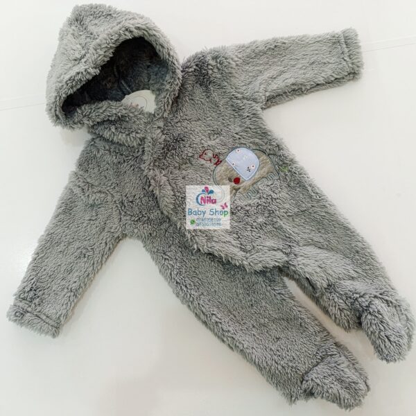Thick Fleece Jumpsuit Warm Hooded Newborn Baby Bear Onesie Footie Romper - Image 4