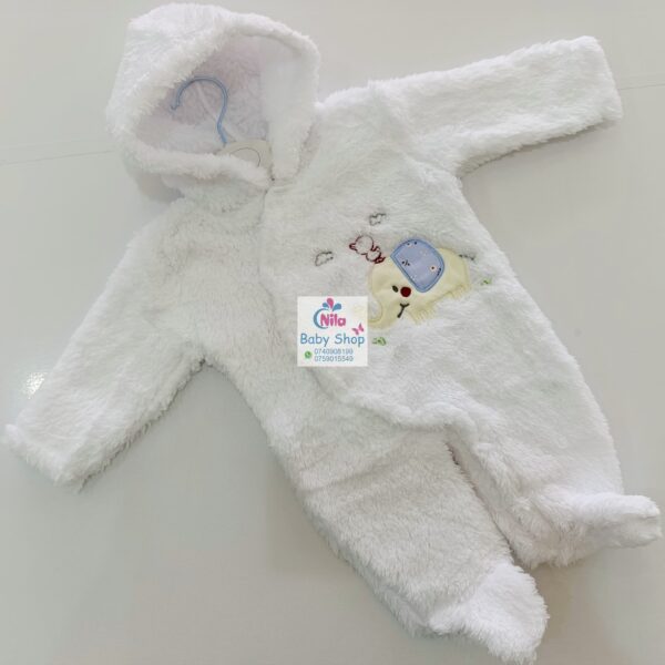 Thick Fleece Jumpsuit Warm Hooded Newborn Baby Bear Onesie Footie Romper - Image 3