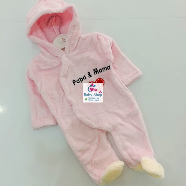 Unisex Baby Warm Hooded Romper - Image 4