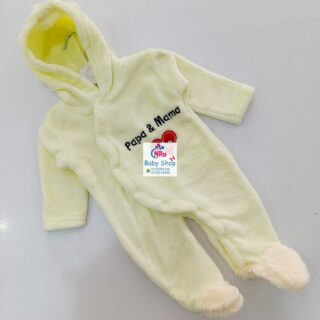 Unisex Baby Warm Hooded Romper - Cream