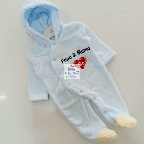 Unisex Baby Warm Hooded Romper - Image 3