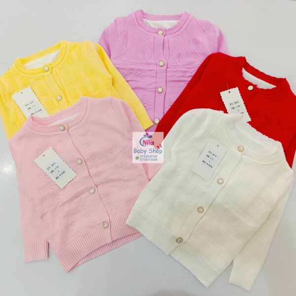Baby Girls' Drop-shoulder Cardigan With Front Buttons