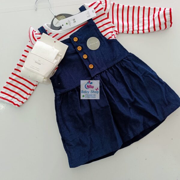 Baby Girl 3-Piece Fashion Set: Trendy Dress, Comfy Top & Stockings - Image 5