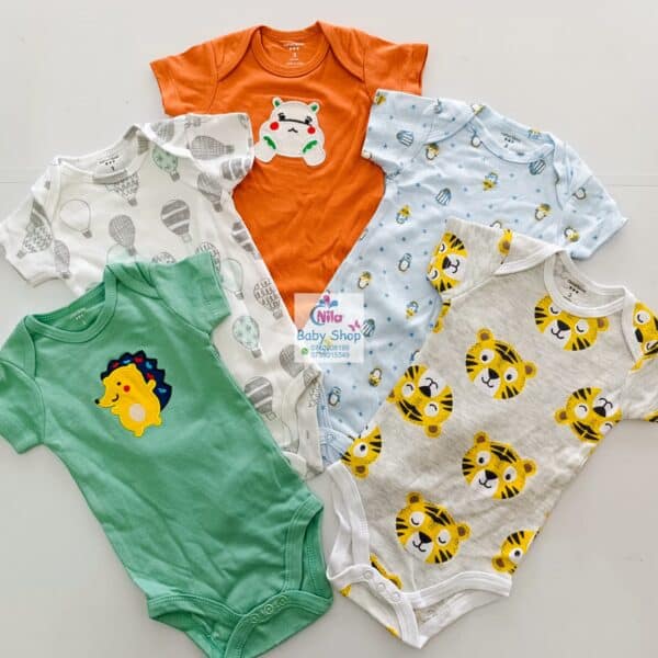 Carter's Unisex 5-Pack Multicolored Cotton Bodysuits - Image 7