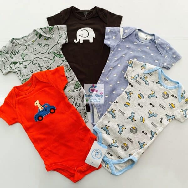 Carter's Unisex 5-Pack Multicolored Cotton Bodysuits - Image 3
