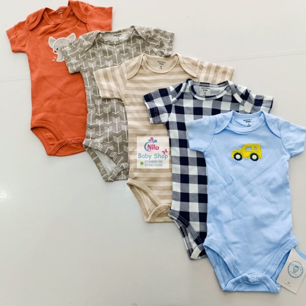 Carter's Unisex 5-Pack Multicolored Cotton Bodysuits - Image 5