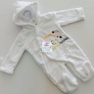 Hooded Warm Baby Rompers - White