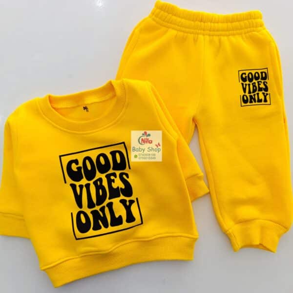 Kids' Letter Print Trendy Round Neck Long Sleeve Pullover Top & Pants Set - Image 2