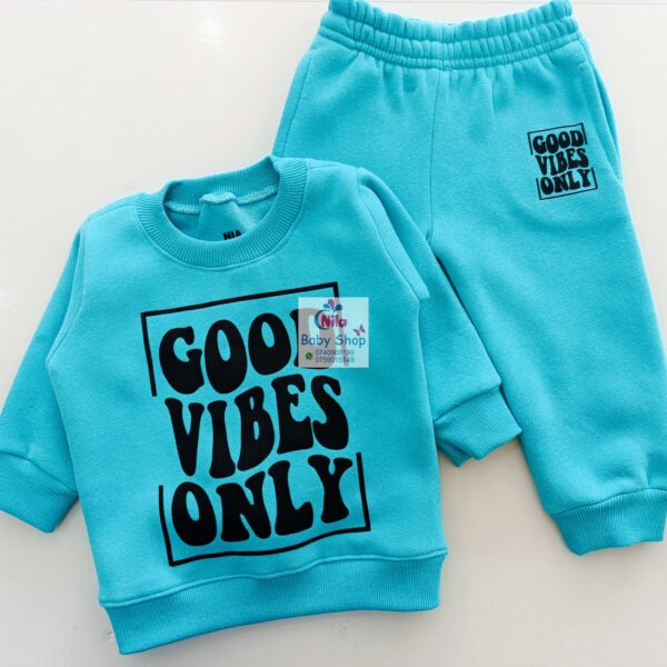 Kids' Letter Print Trendy Round Neck Long Sleeve Pullover Top & Pants Set - Image 3