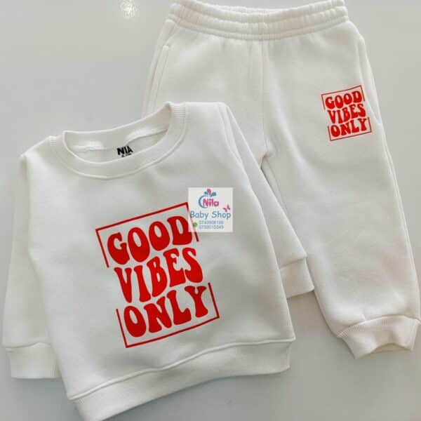 Kids' Letter Print Trendy Round Neck Long Sleeve Pullover Top & Pants Set - Image 5
