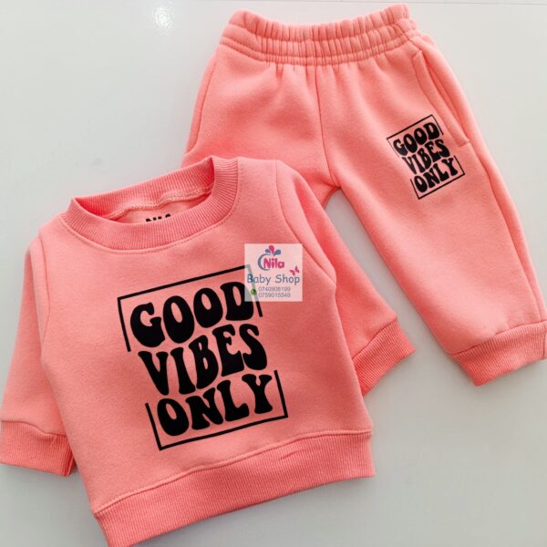 Kids' Letter Print Trendy Round Neck Long Sleeve Pullover Top & Pants Set - Image 4