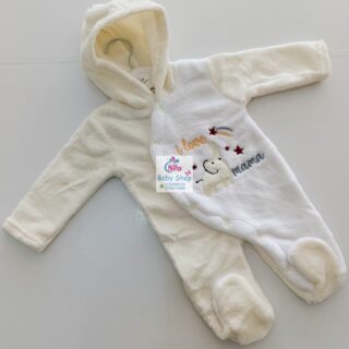 Hooded Warm Baby Rompers - Cream