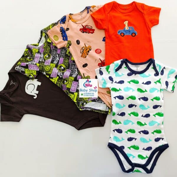 Carter's Unisex 5-Pack Multicolored Cotton Bodysuits - Image 12