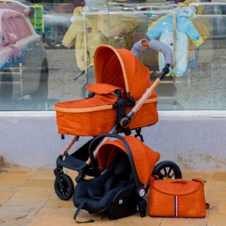 Premium Baby Bassinet Stroller Set with Carry Coat & Matching Diaper Bag