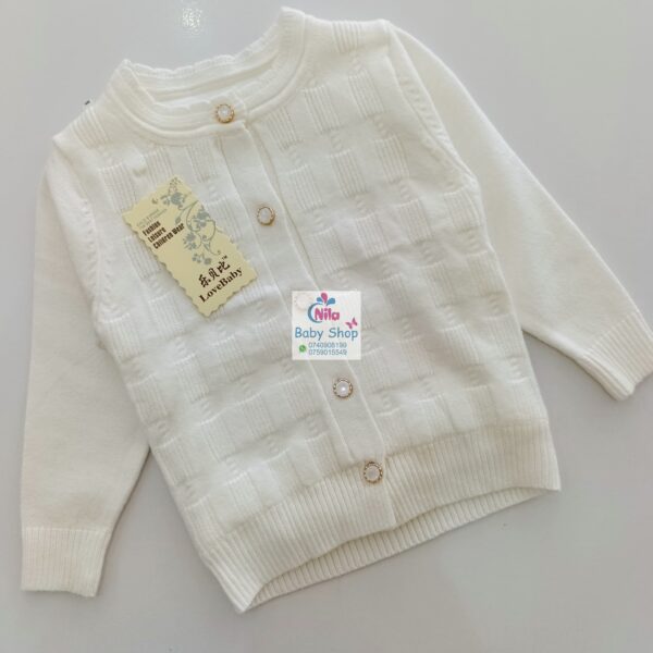 Baby Girls' Drop-shoulder Cardigan With Front Buttons - Image 2