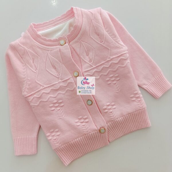 Baby Girls' Drop-shoulder Cardigan With Front Buttons - Image 5