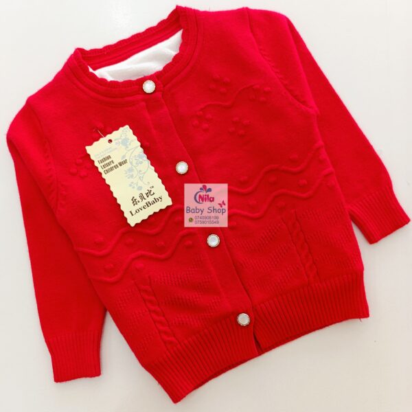 Baby Girls' Drop-shoulder Cardigan With Front Buttons - Image 3