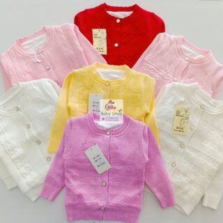 Baby Girls' Drop-shoulder Cardigan With Front Buttons
