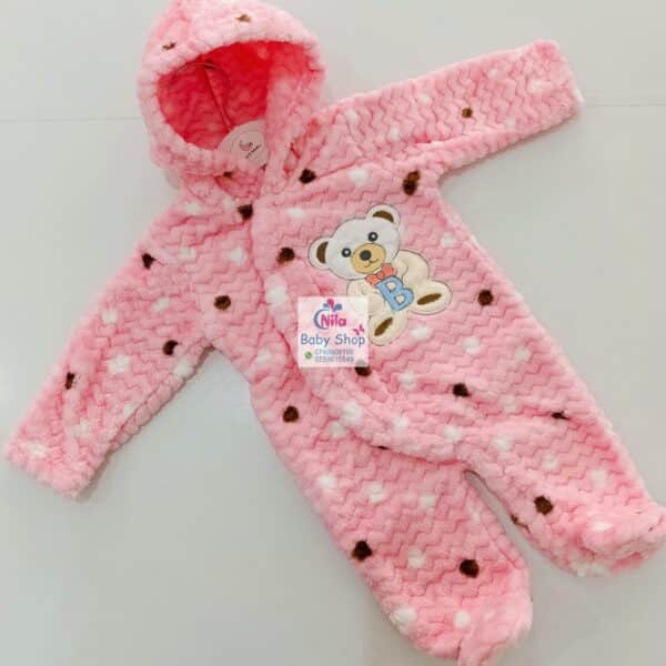 Baby Romper Buttoned Hooded Overall One Piece Bodysuit - Image 3