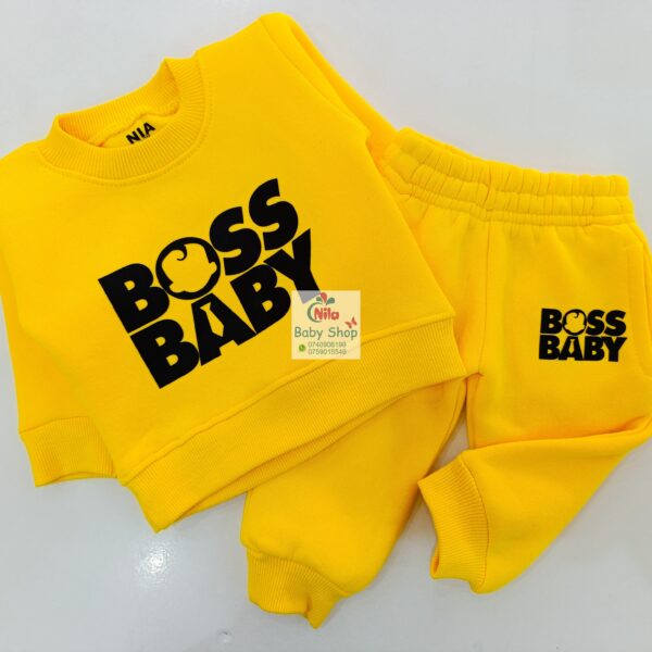 Kids Trendy Crewneck 2 Piece Letter Print Outfit Sweatshirts Tops + Pants Set - Image 2