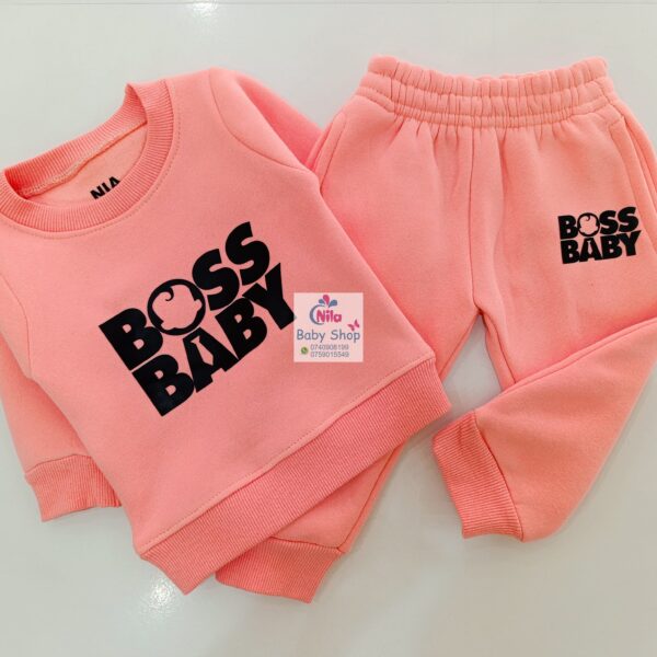 Kids Trendy Crewneck 2 Piece Letter Print Outfit Sweatshirts Tops + Pants Set - Image 5