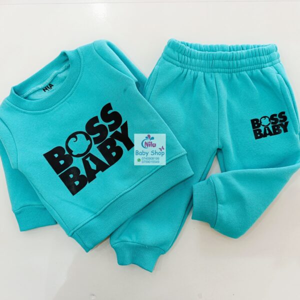 Kids Trendy Crewneck 2 Piece Letter Print Outfit Sweatshirts Tops + Pants Set - Image 3
