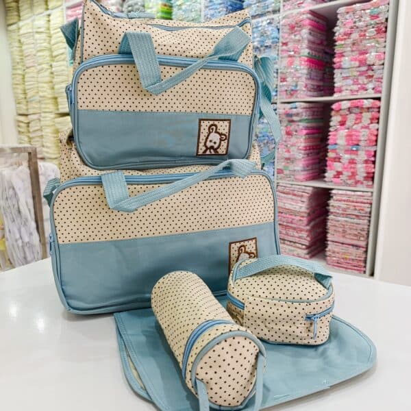 Bear Print Cute 5 In 1 Diaper Bag Set With A Changing Mat - Image 2