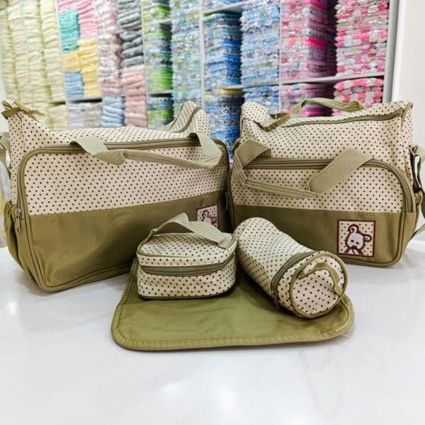 Bear Print Cute 5 In 1 Diaper Bag Set With A Changing Mat - Image 10