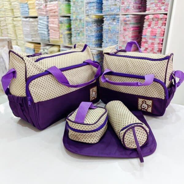 Bear Print Cute 5 In 1 Diaper Bag Set With A Changing Mat - Image 7