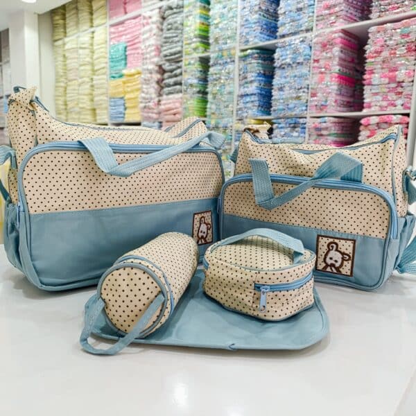 Bear Print Cute 5 In 1 Diaper Bag Set With A Changing Mat - Image 8