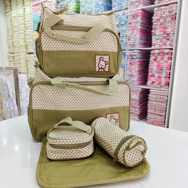 Bear Print Cute 5 In 1 Diaper Bag Set With A Changing Mat - Image 6