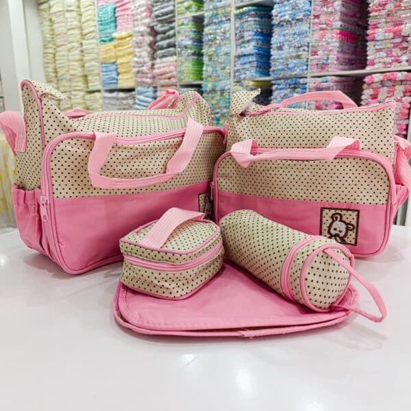 Bear Print Cute 5 In 1 Diaper Bag Set With A Changing Mat - Image 9