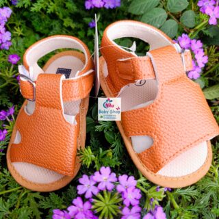 Comfortable Open-Toe Design Baby Sandals with Adjustable Strap & Soft Sole Unisex Infant Summer Leather Sandals