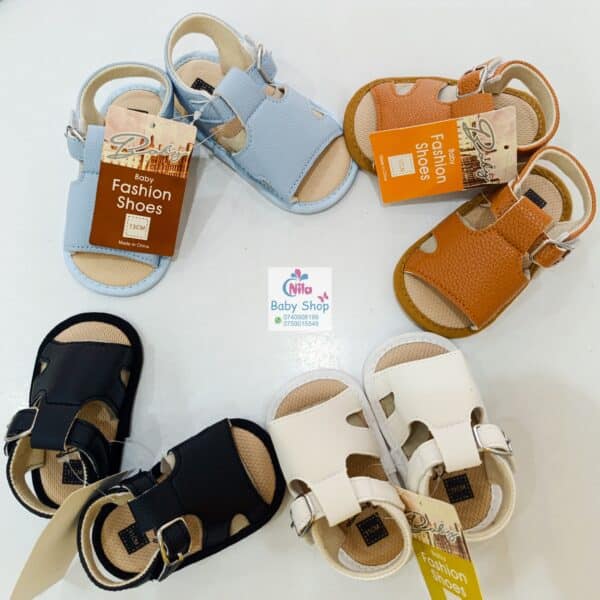 Comfortable Open-Toe Design Baby Sandals with Adjustable Strap & Soft Sole Unisex Infant Summer Leather Sandals - Image 6