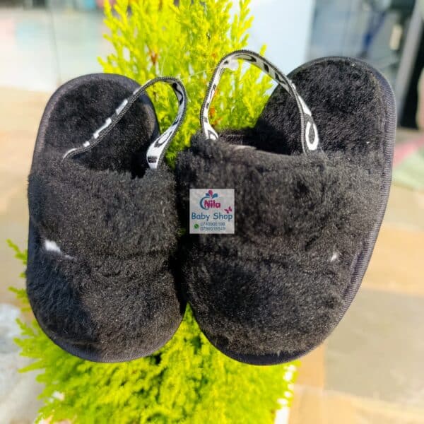 Soft Plush Baby Slippers with Elastic Strap Adorable Fluffy Anti-Slip Sole Baby Sandals - Image 6